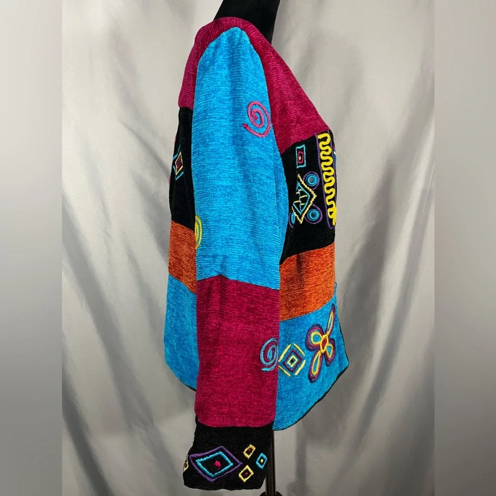 Allure Boutique Vintage Women's Novelty Art Wear Button Front Bold Sweater Sz L - Picture 3 of 10